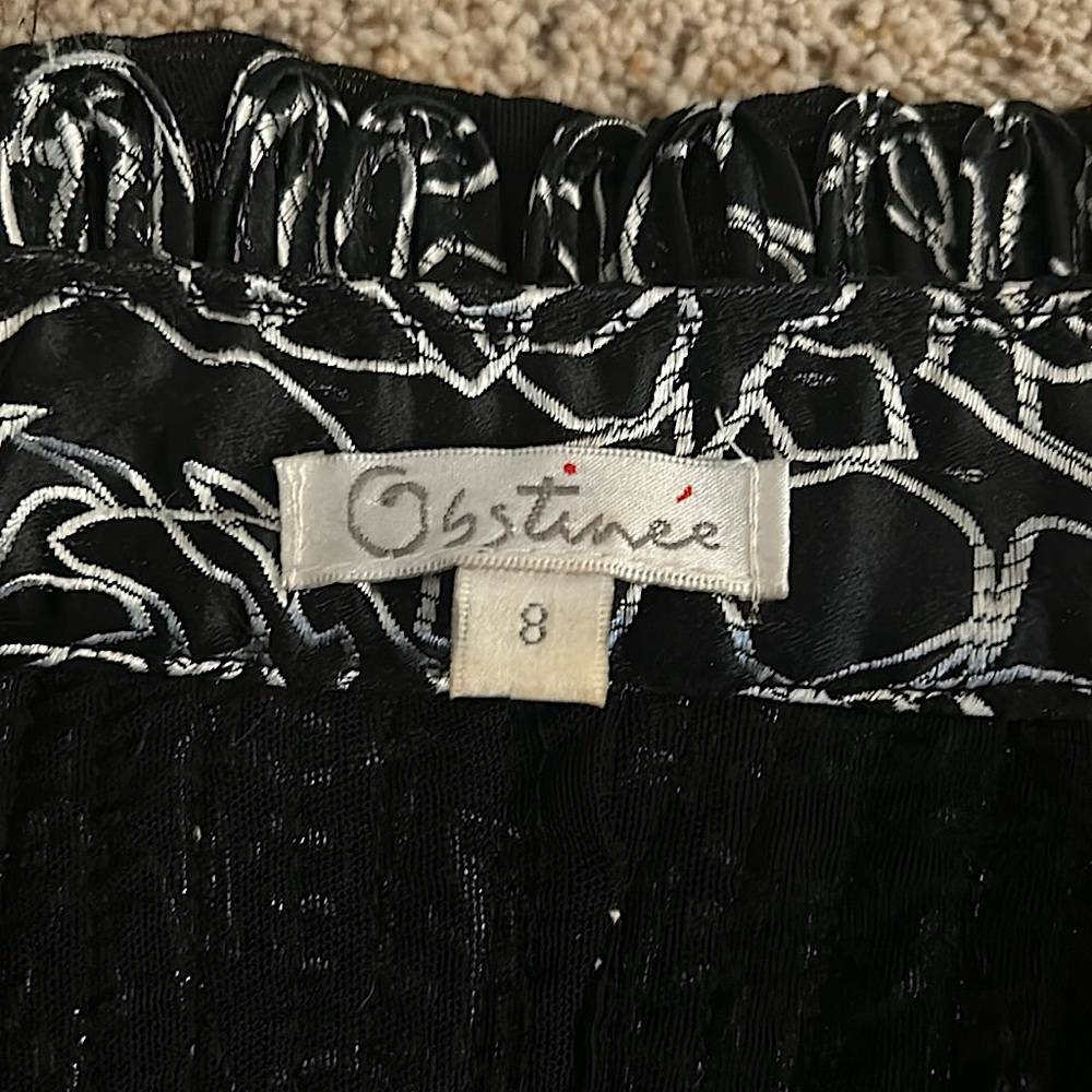 Obstine’e Vintage Black/White Geometric Zip Front Long Sleeve Jacket Top *Sz 8* - Picture 5 of 6